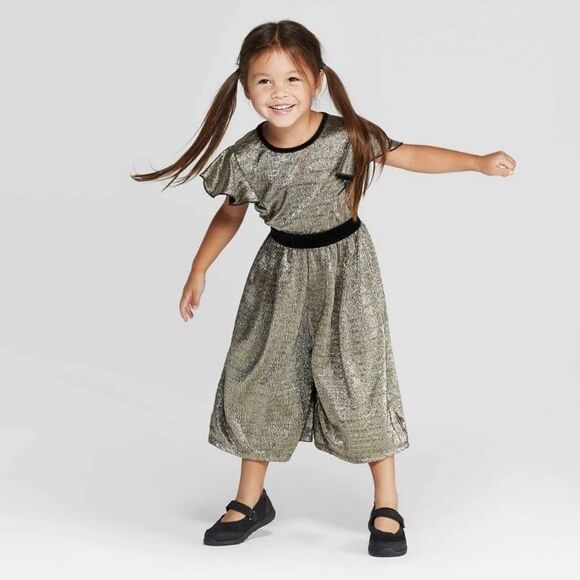 Art Class Toddler Girls' Metallic Gold Jumpsuit Romper size 18 months - Picture 1 of 6
